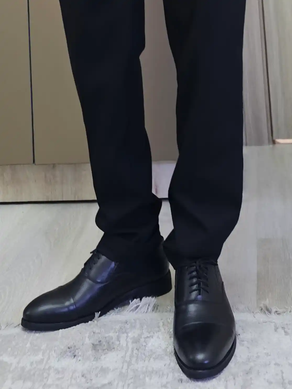 PEGAS Erkaklar poyabzali, klassik tufli, tabiiy charm, qora, 39–46