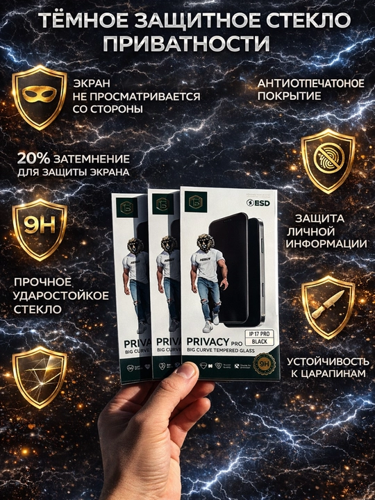 Защитное стекло Lion iPhone 13, 14, 15, 16, 17,Pro, Pro Max - 
