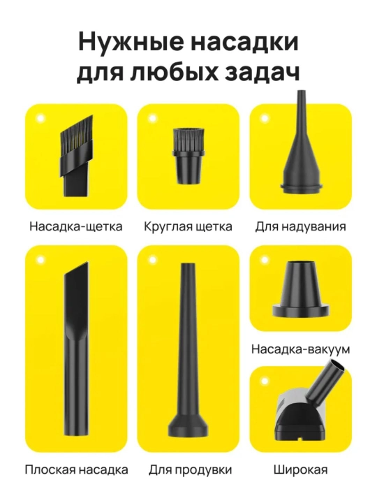 Пылесос автомобильный и домашний, беспроводной, функция обдува и всасывания, 10 в 1