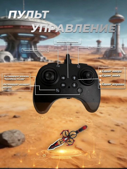 Детский летающий самолёт-дрон, на пульте управления, с вращением 360°