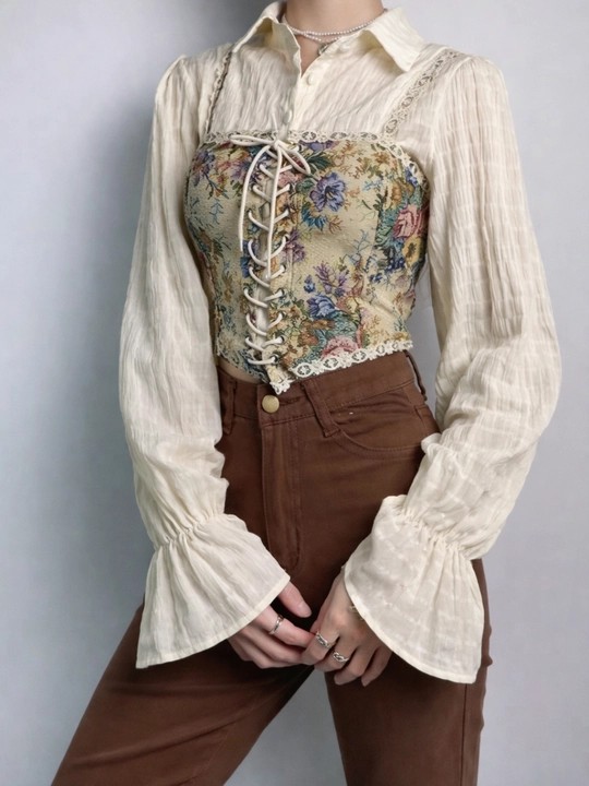 Vintage Floral ayollar korseti - retro uslubidagi nafis model - 