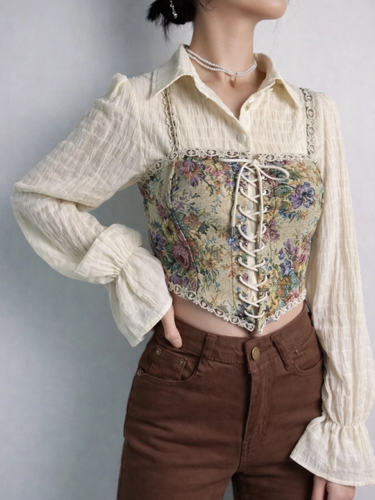 Vintage Floral ayollar korseti - retro uslubidagi nafis model