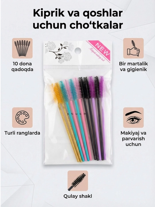 Kiprik va qosh cho‘tkalari, to‘plam 10 dona
