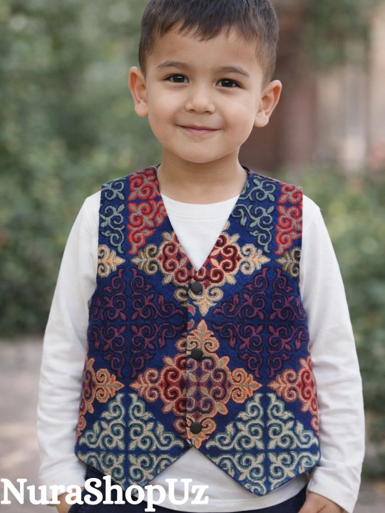 Milliy naqshli jilet, o‘g‘il bolalar va qizlar uchun - 