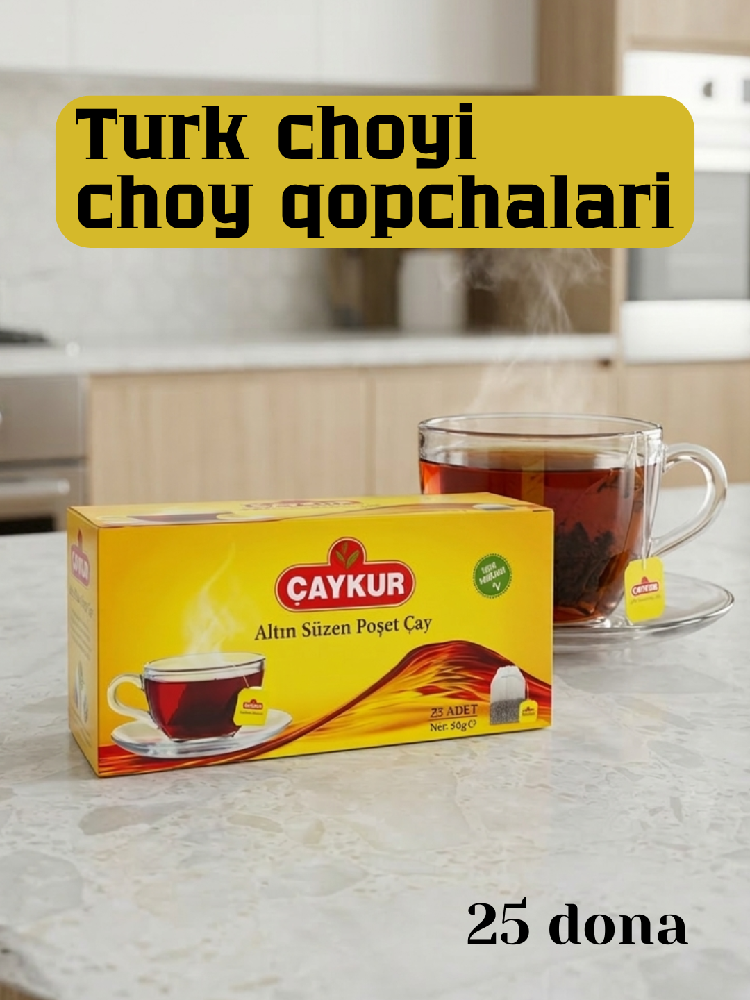 Turk qora choyi ÇAYKUR Altın Süzen paketli, 25 dona, 50 g - 