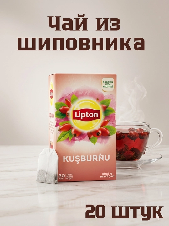 Фруктовый чай Lipton Kusburnu шиповник, 20 пакетиков, 50 г