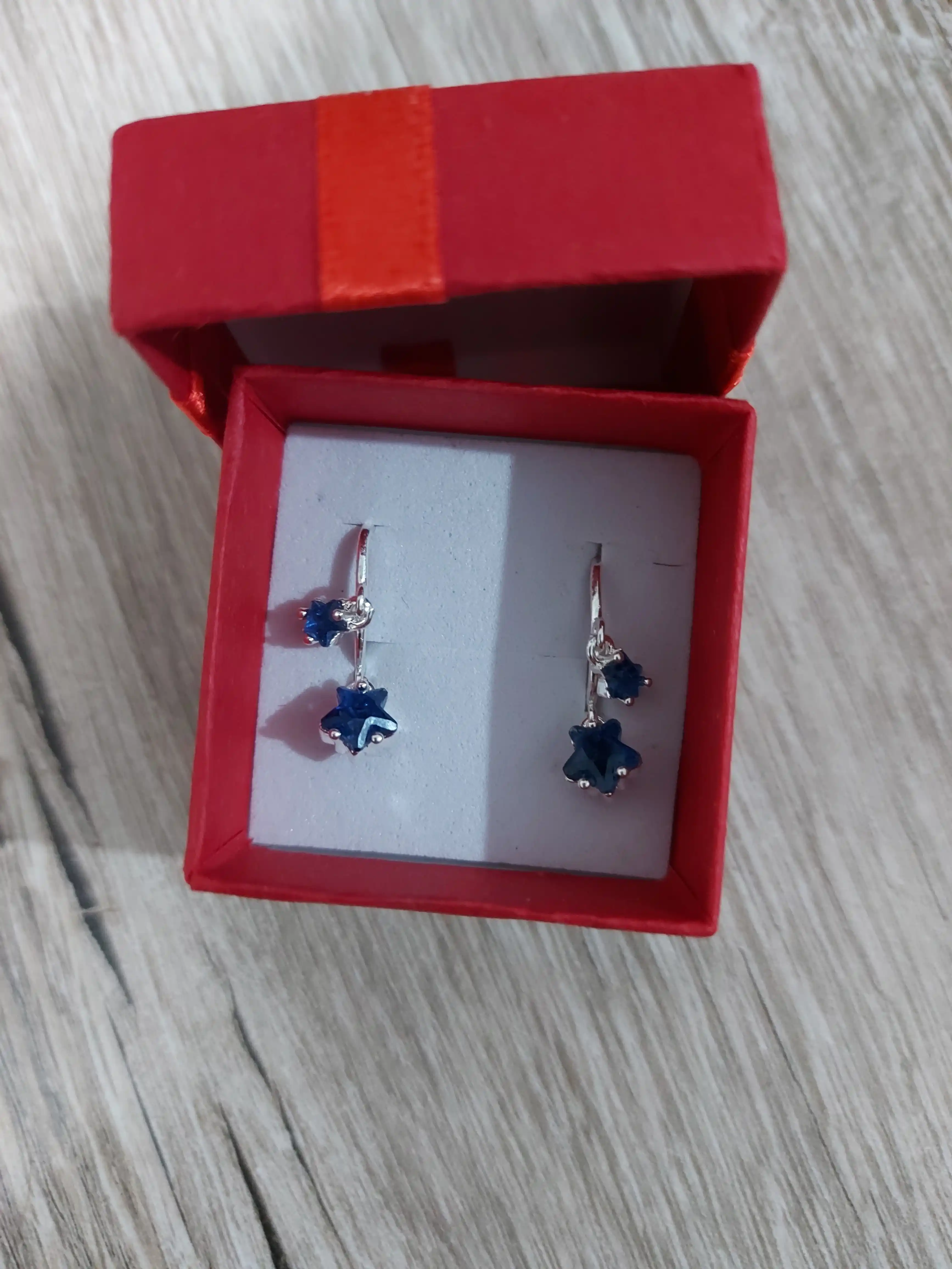 Серьги «Blue Star» — синие звёздочки  для девушек и женщин серебряное покрытие