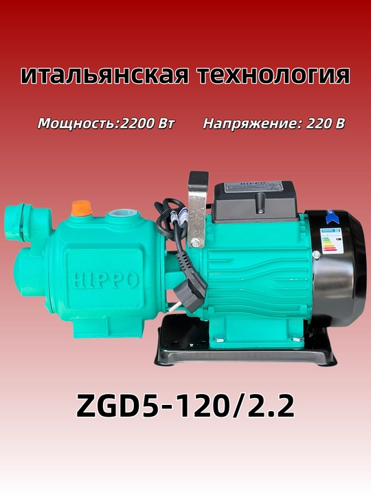 Вакуумный водяной насос HIPPO ZGD5-120/2.2 – 2200 Вт, 220 В, для колодцев и полива - 