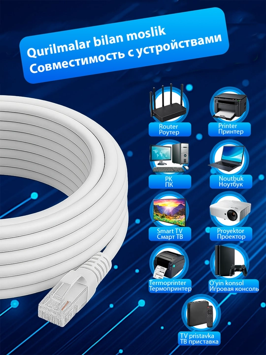 Сетевой LAN кабель Ethernet патч-корд UTP Интернет кабель, RJ45
