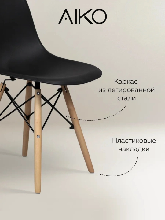 Стол обеденный AIKO Stockholm Egger, кухонный, из ЛДСП и стали, круглый, 90 x 90 x 75 см
