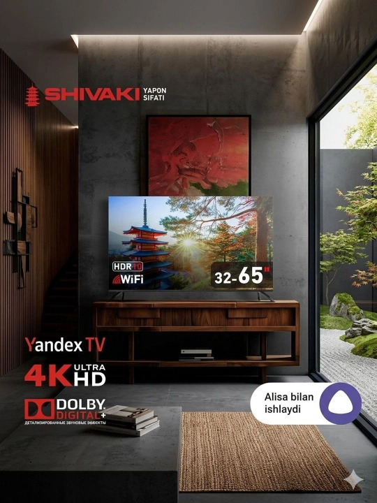 Телевизор Яндекс SHIVAKI S32HY10, S43FY10, S55UY10, YANDEX ALISA - 