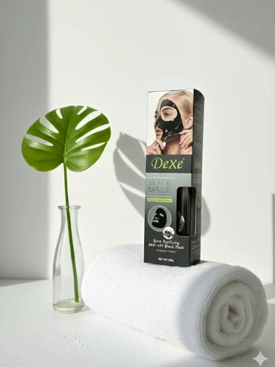 Dexe Black Charcoal Mask — чёрная маска для глубокого очищения и отбеливания кожи, 120 г