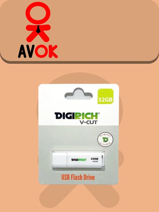 Digirich V-Cut 32GB flesh-xotirasi, USB 3.0/2.0, kompyuter va noutbuklar uchun, oq