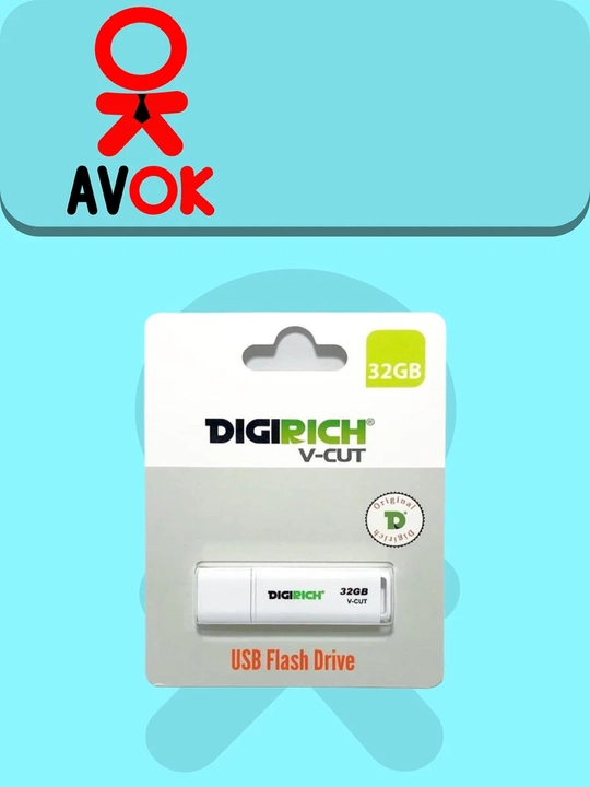 Digirich V-Cut 32GB flesh-xotirasi, USB 3.0/2.0, kompyuter va noutbuklar uchun, oq
