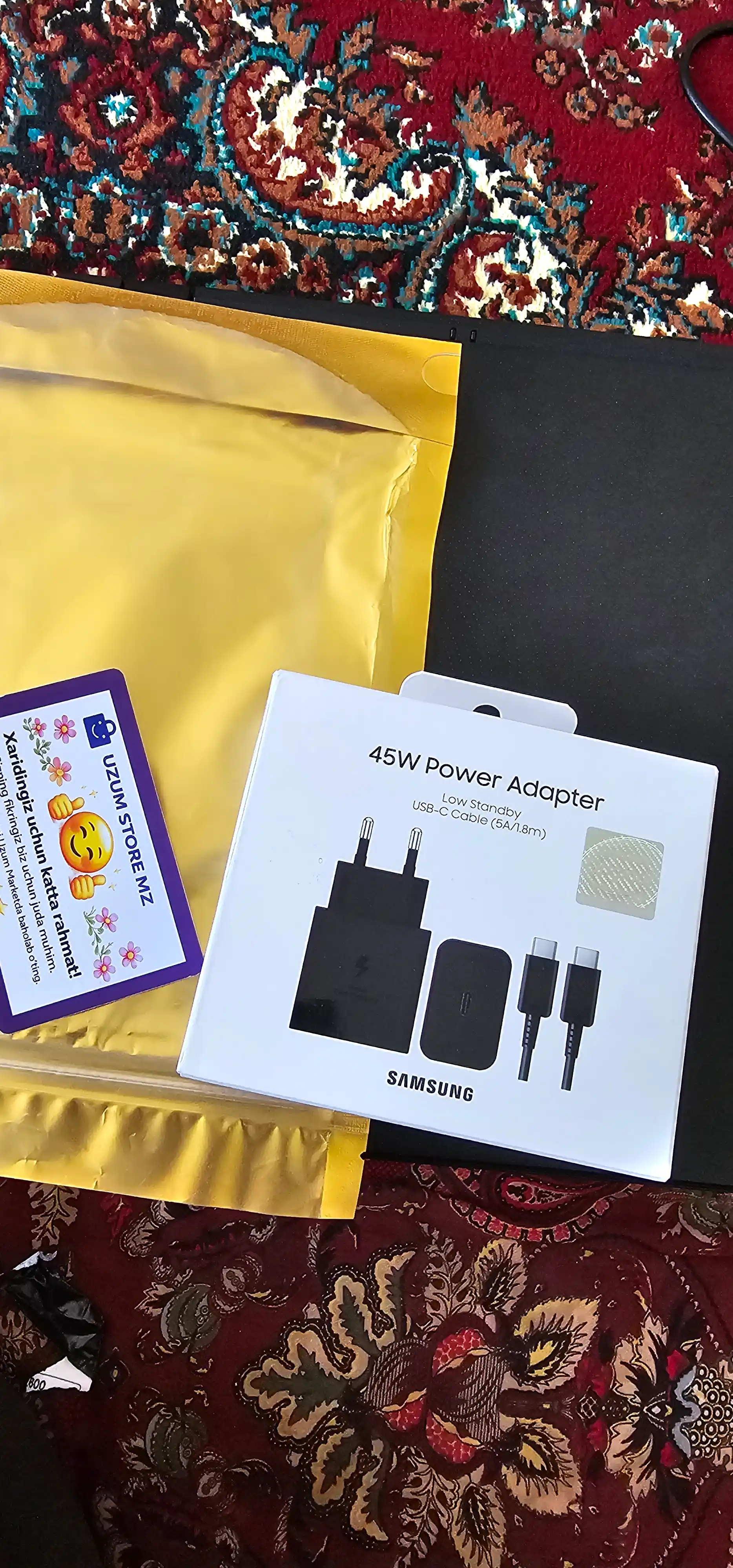 Samsung 45W USB-C (Type-C) Быстрое зарядное устройство + кабель USB-C 5A 1.8м