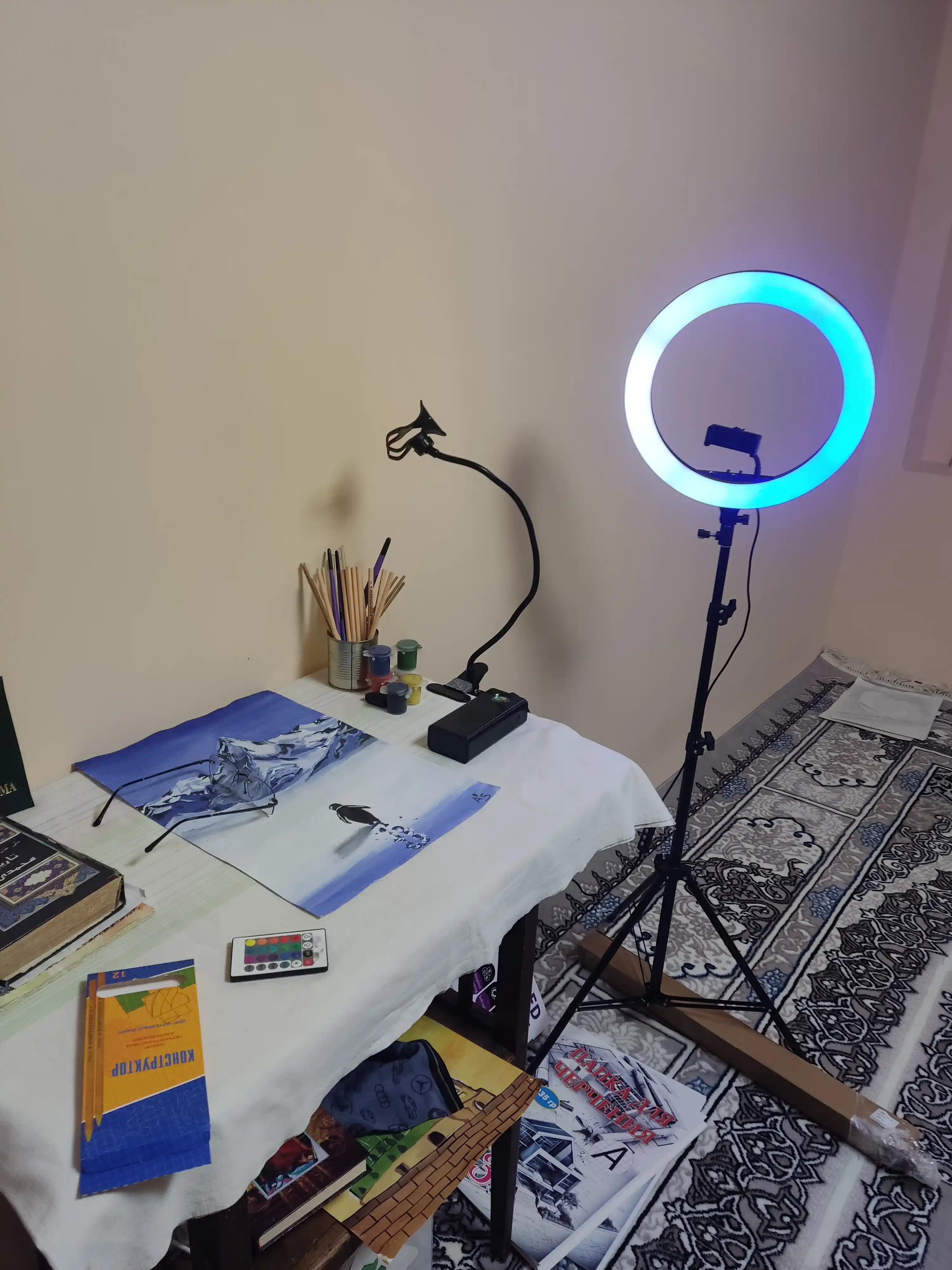 Selfi lampasi, halqali, RGB, LED, shtativ bilan, 210 sm BD 330