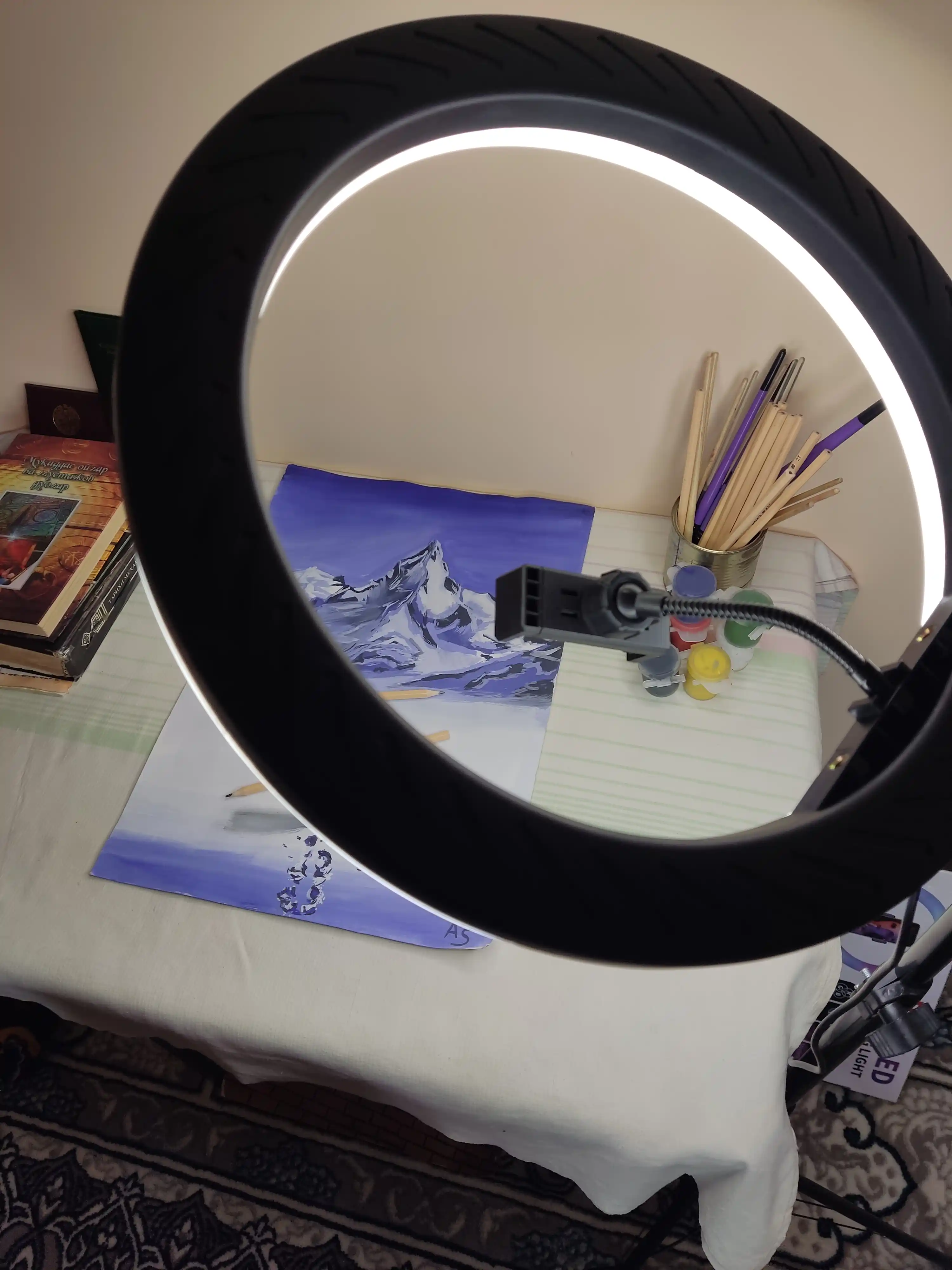 Selfi lampasi, halqali, RGB, LED, shtativ bilan, 210 sm BD 330
