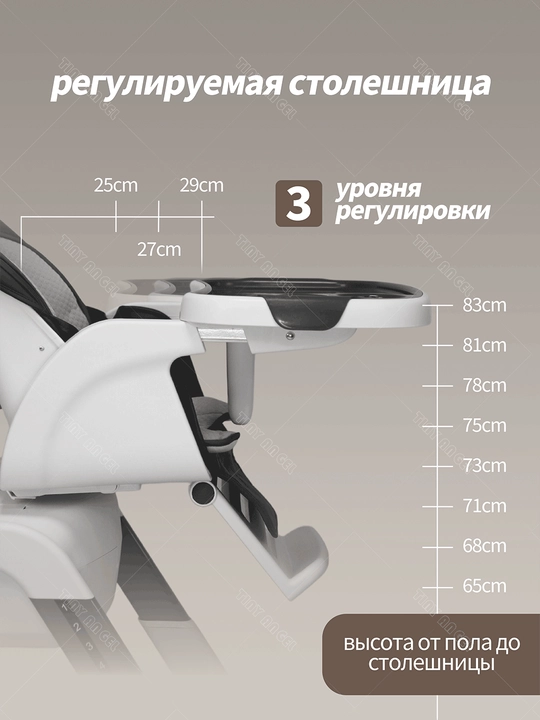 Стульчик для кормления 2 в 1 с люлькой, 360° сиденье, складной, 0–6 лет, до 25 кг 