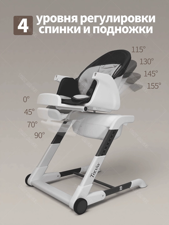 Стульчик для кормления 2 в 1 с люлькой, 360° сиденье, складной, 0–6 лет, до 25 кг 