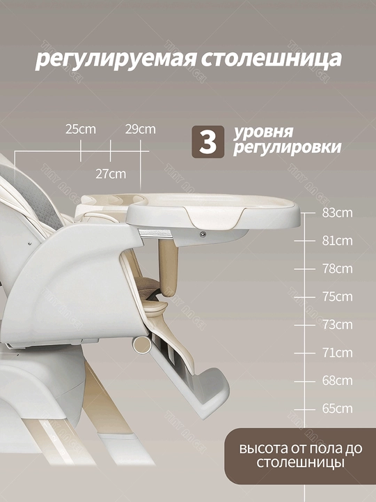 Стульчик для кормления 2 в 1 с люлькой, 360° сиденье, складной, 0–6 лет, до 25 кг 