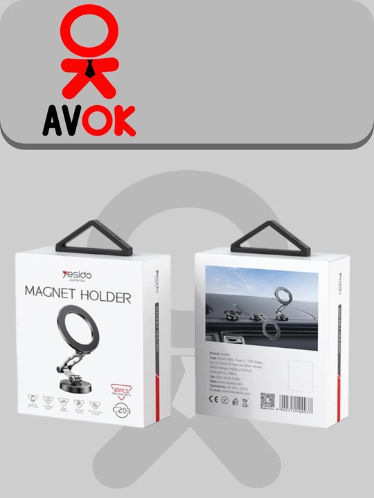 MagSafe Yesido C203 telefon magnit tutqichi, yig‘ma, metall, kumush rang