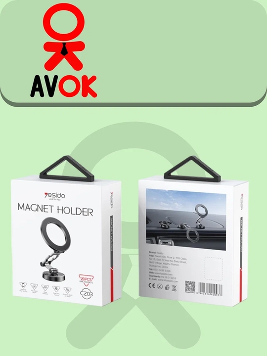 MagSafe Yesido C203 telefon magnit tutqichi, yig‘ma, metall, kumush rang