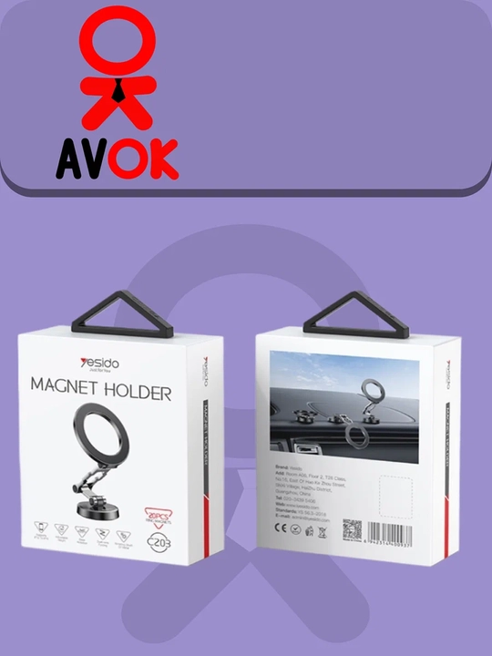MagSafe Yesido C203 telefon magnit tutqichi, yig‘ma, metall, kumush rang
