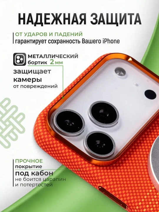 IPhone uchun karbon dizaynli MagSafe himoya g‘ilofi 13 Pro – 18 Pro Max