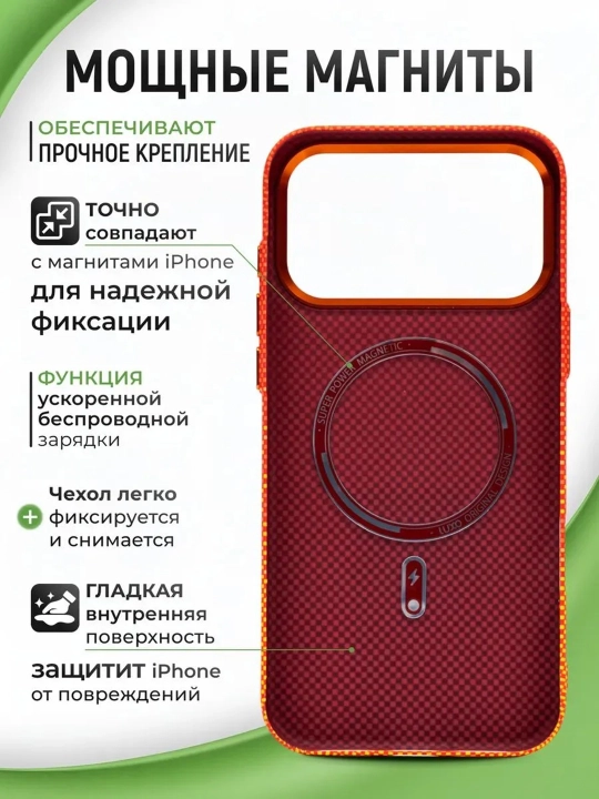 IPhone uchun karbon dizaynli MagSafe himoya g‘ilofi 13 Pro – 18 Pro Max