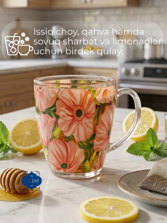 Shisha krujka, 300 ml, issiqqa chidamli, ergonomik tutqichli, choy va qahva uchun