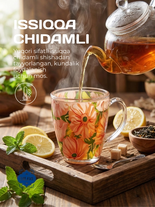 Shisha krujka, 300 ml, issiqqa chidamli, ergonomik tutqichli, choy va qahva uchun