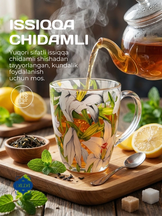 Shisha krujka, 300 ml, issiqqa chidamli, ergonomik tutqichli, choy va qahva uchun