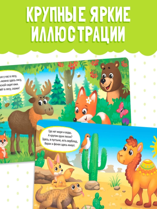 Картонная книга для малышей, 10 стр, азбука, животные, цифры, транспорт, фрукты, овощи