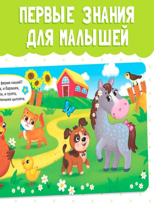 Картонная книга для малышей, 10 стр, азбука, животные, цифры, транспорт, фрукты, овощи