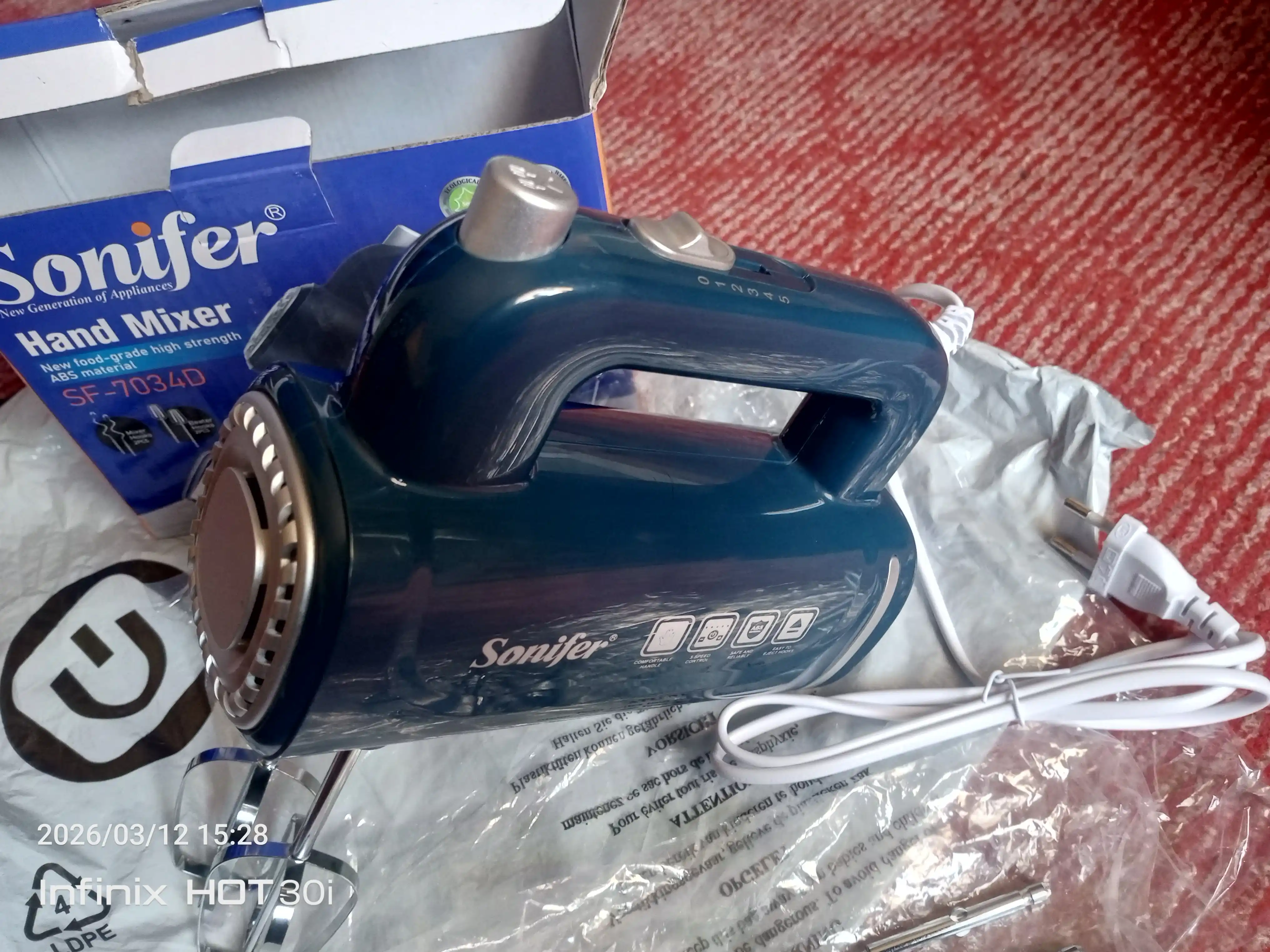 Oshxona qo'l mikseri, 600w blender, turbo va 5 bosqichli Tiffany mikser