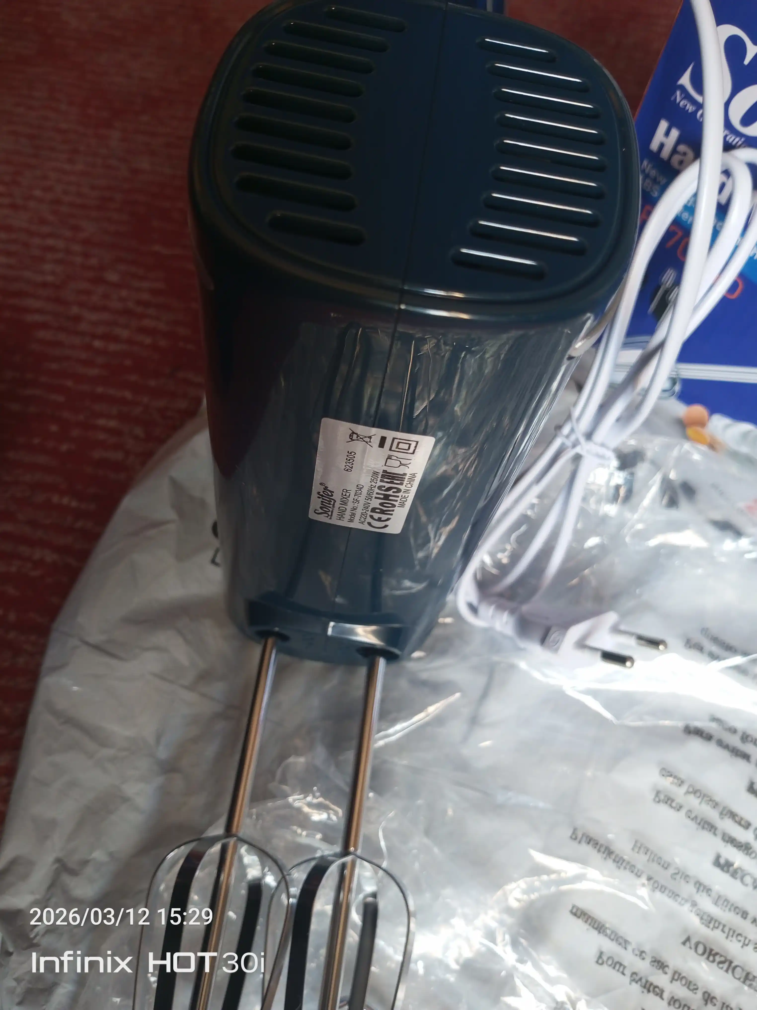 Oshxona qo'l mikseri, 600w blender, turbo va 5 bosqichli Tiffany mikser