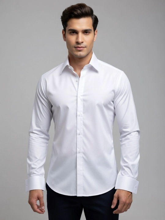 Erkaklar uchun klassik ko'ylak, oq ko'ylak, Slim Fit
