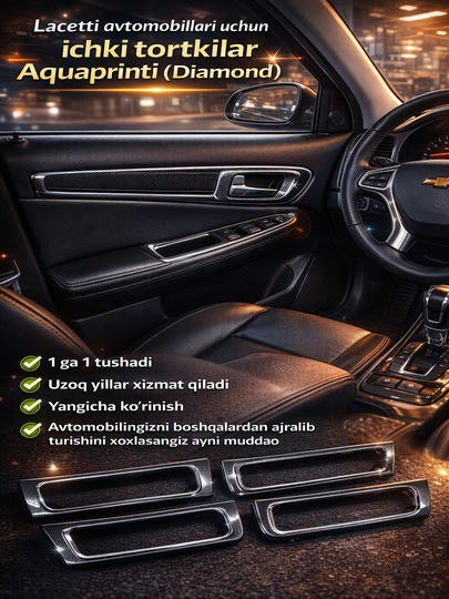 Ободок внутренних дверей из аквапринта для Gentra и Lacetti, 4 штуки в комплекте — RODN-ABADOGAKVAPRINT
