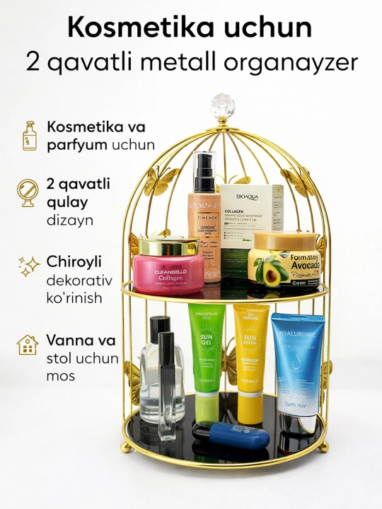 Kosmetika va parfyumeriya uchun organayzer, kosmetika uchun konteyner - 