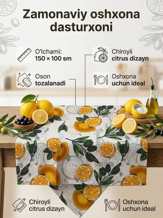 Скатерть кухонная на стол, 150 * 100 см - 