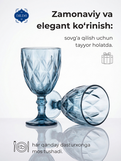 Rangli shishadan issiqqa chidamli ichimliklar uchun fujerlar,podarka uchun bokal 6 dona
