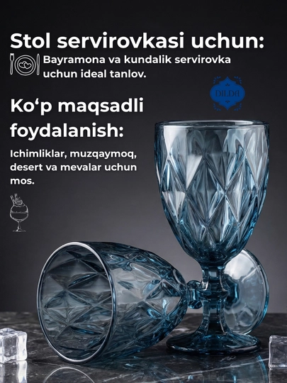 Rangli shishadan issiqqa chidamli ichimliklar uchun fujerlar,podarka uchun bokal 6 dona
