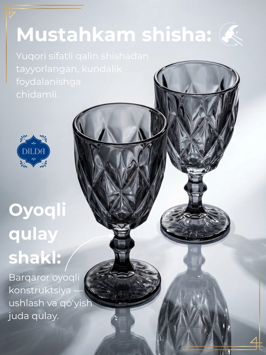 Rangli shishadan issiqqa chidamli ichimliklar uchun fujerlar,podarka uchun bokal 6 dona