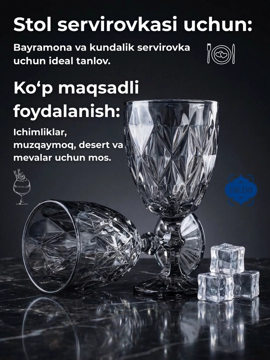 Rangli shishadan issiqqa chidamli ichimliklar uchun fujerlar,podarka uchun bokal 6 dona