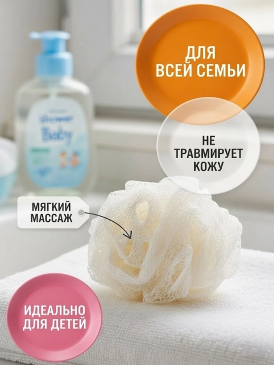 Мочалка для тела, мочалка-бант для тела круглая, для душа и сауны