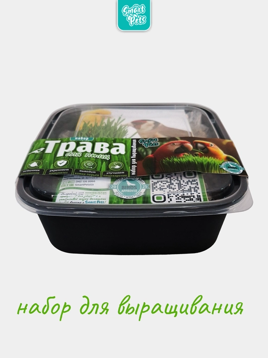 Трава для попугаев, канареек, щеглов и перепёлок Smart Pets, набор для выращивания, 130 г