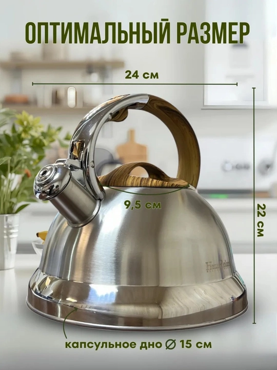 Haus Roland 3.0L choynak — zanglamaydigan po‘lat, hushtakli