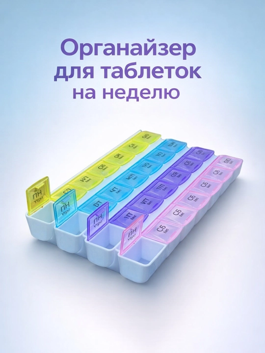 Ежедневная таблетница для удобного хранения лекарств по времени суток - 