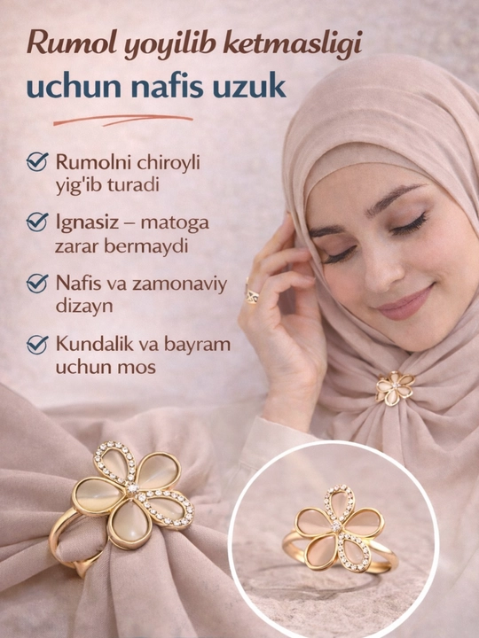 Hijob aksessuar, rumol uchun uzuk, hijob uchun magnit, rumol ushlagich