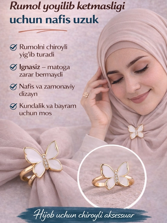Hijob aksessuar, rumol uchun uzuk, hijob uchun magnit, rumol ushlagich